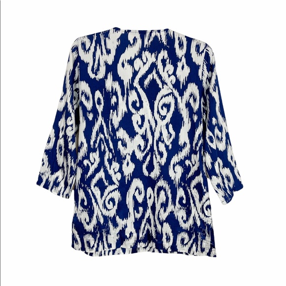 “346” Brooks Brothers Navy Blue/White Print Tunic Bead and Sequin Detail Size S - Picture 3 of 7